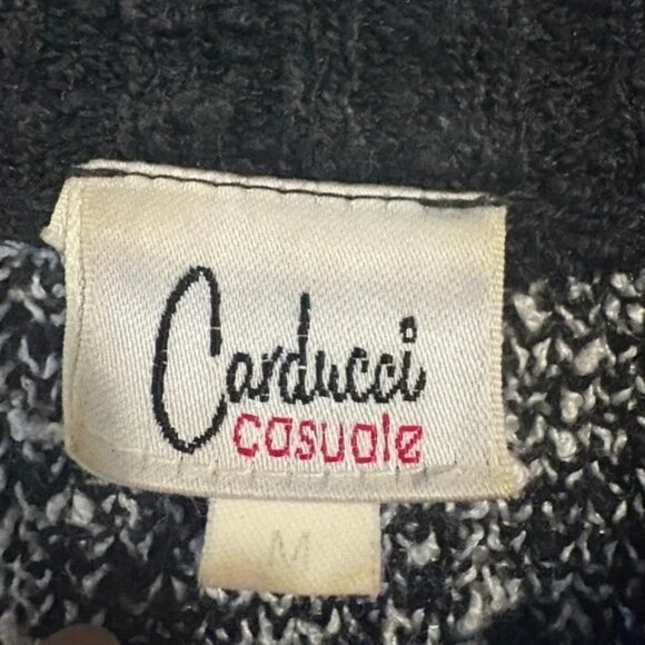 Carducci Casuale size M Black and White Plaid Men's Sweater fall grandpa dad - Picture 3 of 4